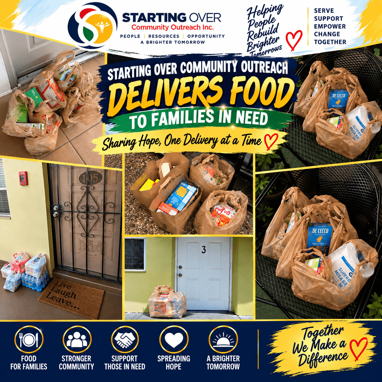 Starting Over Community Outreach food delivery flyer