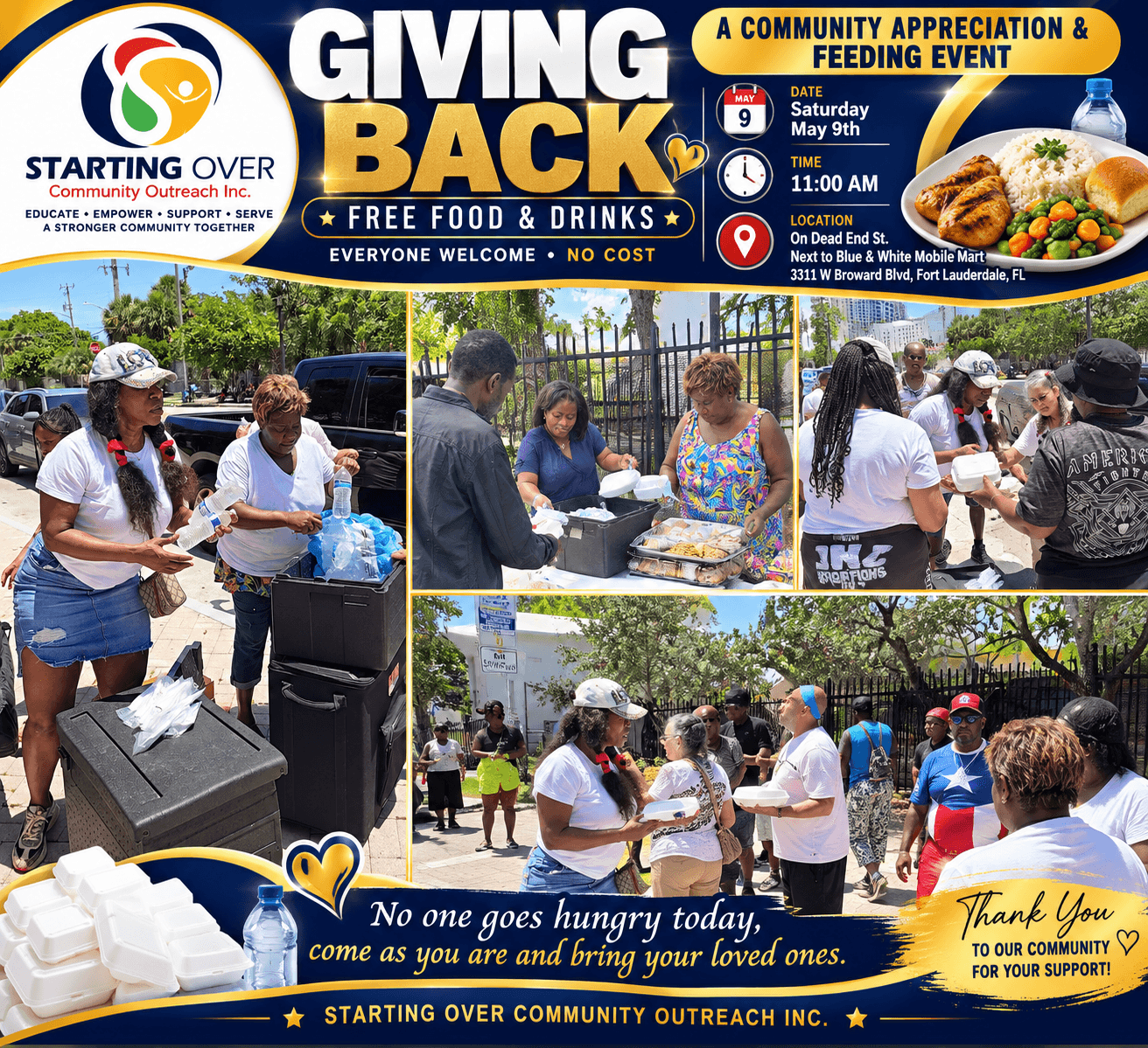 Giving Back community feeding event flyer